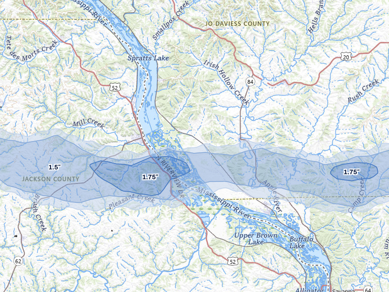 NEXRAD radar-signature map of the hail storm over Hanover, IL on Mar 30, 2026