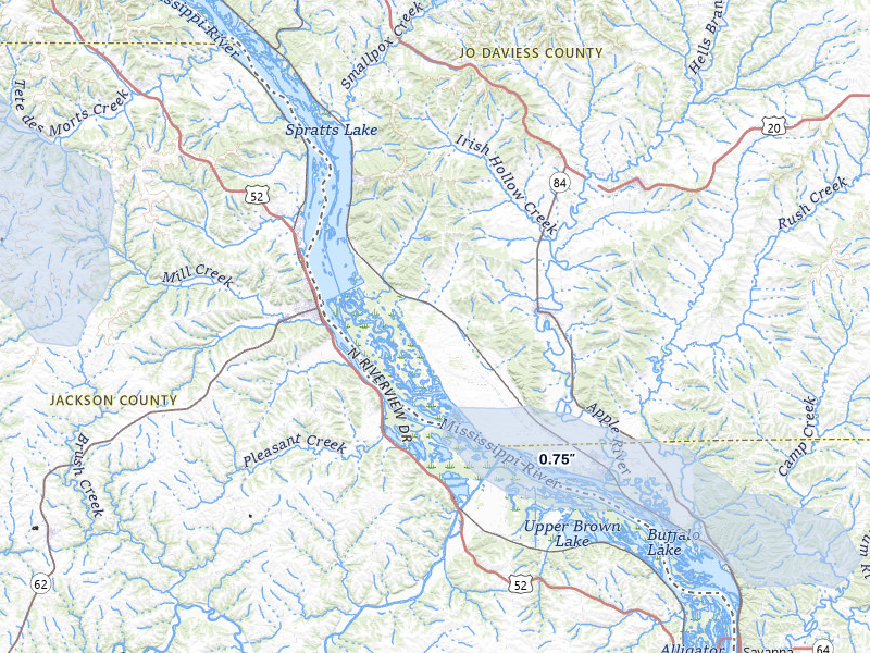 NEXRAD radar-signature map of the hail storm over Hanover, IL on Jul 9, 2026