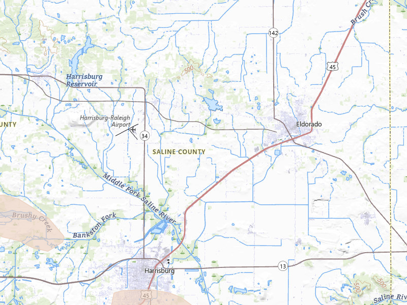 Radar-estimated hail-size map of the storm over Harrisburg, IL on Jun 1, 2026