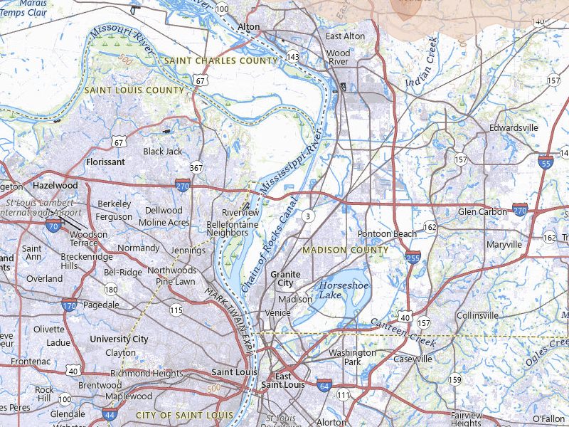 Radar-estimated hail-size map of the storm over Hartford, IL on May 4, 2026