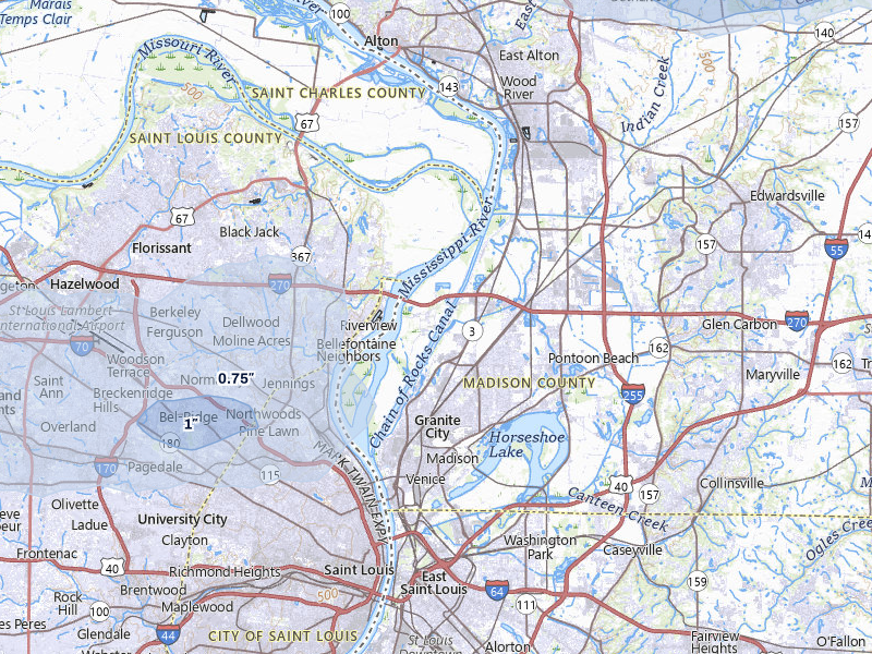 NEXRAD radar-signature map of the hail storm over Hartford, IL on May 4, 2026