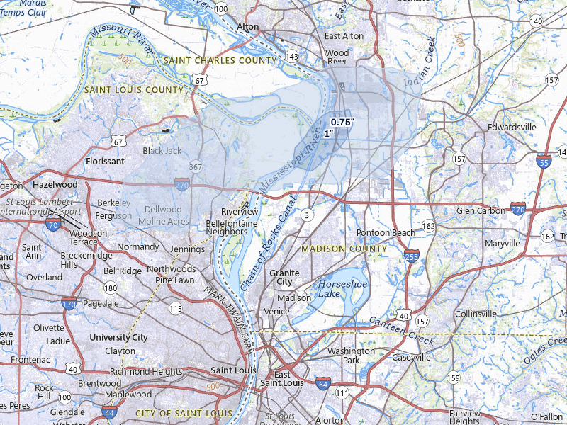 NEXRAD radar-signature map of the hail storm over Hartford, IL on May 16, 2026