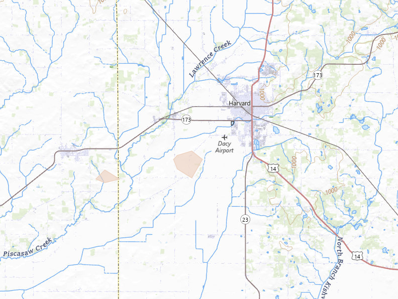 Radar-estimated hail-size map of the storm over Harvard, IL on Mar 31, 2026