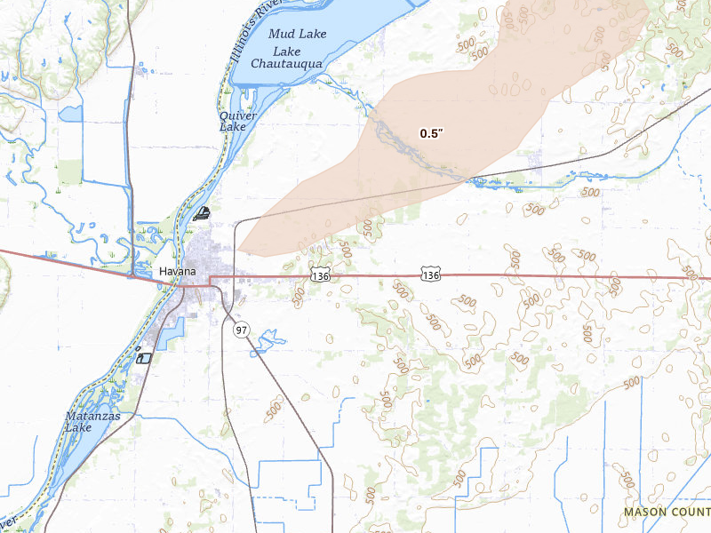 Radar-estimated hail-size map of the storm over Havana, IL