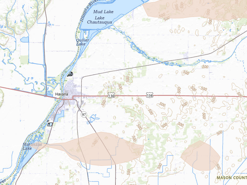 Radar-estimated hail-size map of the storm over Havana, IL on Jun 17, 2026
