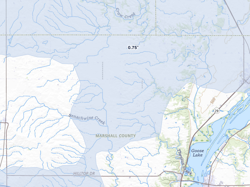 NEXRAD radar-signature map of the hail storm over Henry, IL on Jun 5, 2026