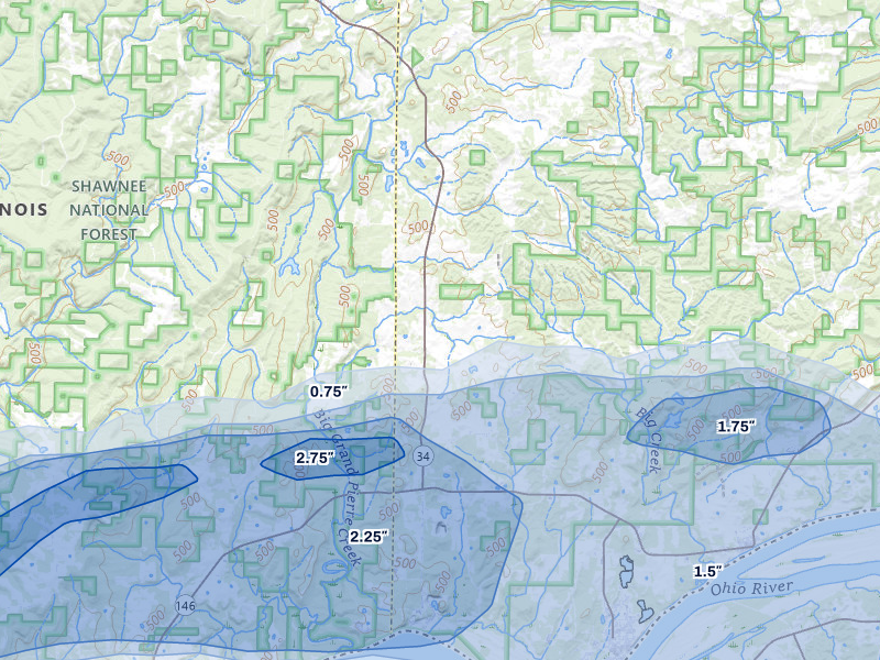NEXRAD radar-signature map of the hail storm over Herod, IL on Mar 4, 2026