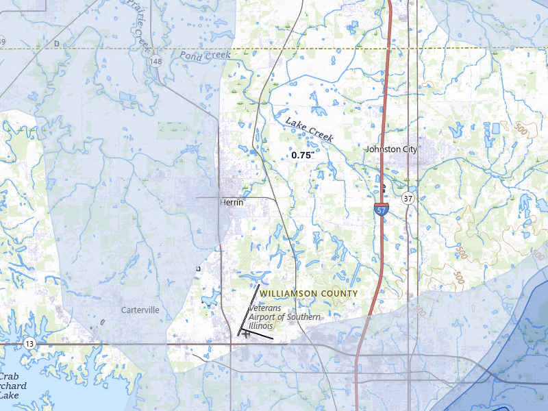 NEXRAD radar-signature map of the hail storm over Herrin, IL on Apr 27, 2026