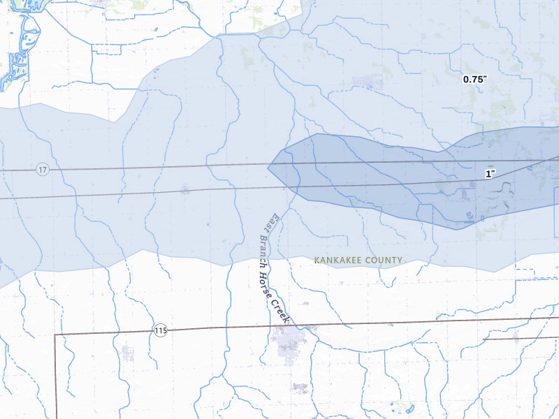 NEXRAD radar-signature map of the hail storm over Herscher, IL on May 4, 2026