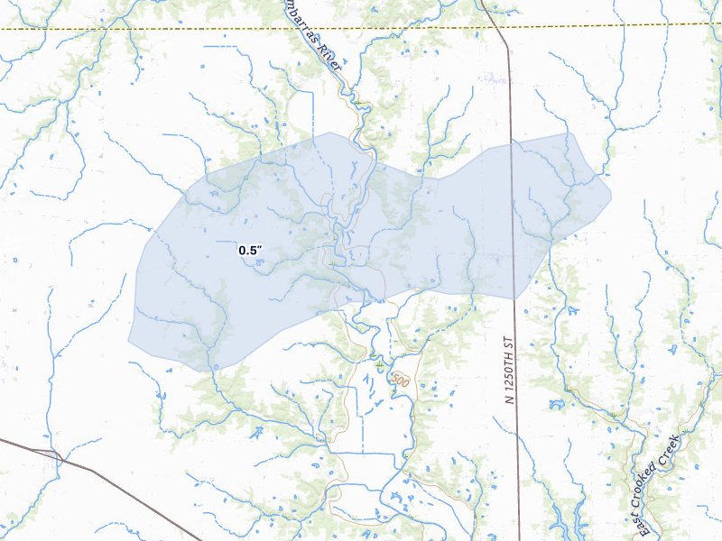 NEXRAD radar-signature map of the hail storm over Hidalgo, IL on May 4, 2026