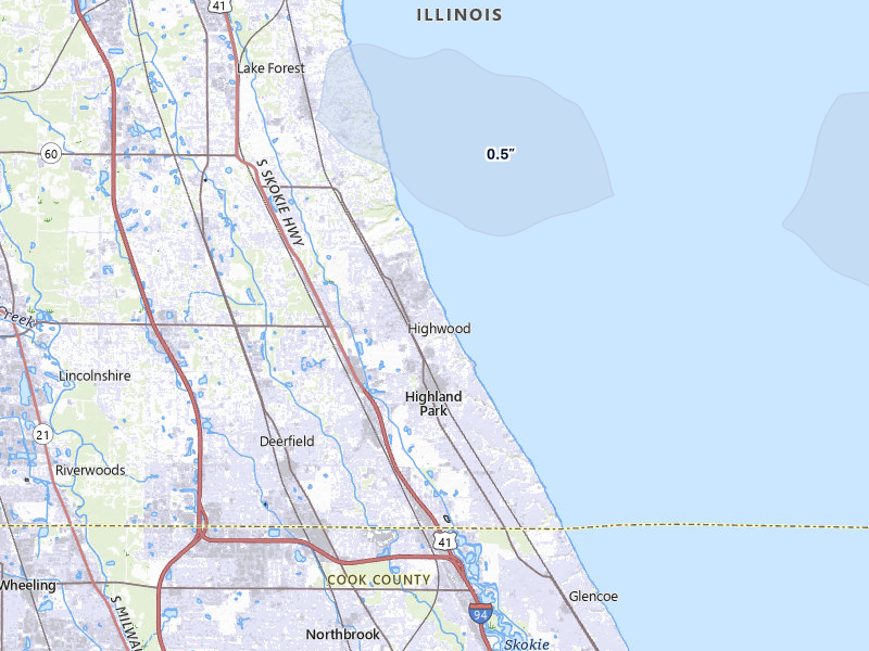 NEXRAD radar-signature map of the hail storm over Highland Park, IL on Mar 30, 2026