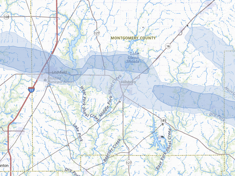 NEXRAD radar-signature map of the hail storm over Hillsboro, IL on May 3, 2026