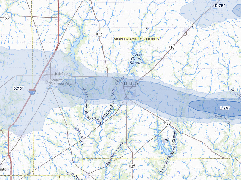 NEXRAD radar-signature map of the hail storm over Hillsboro, IL on May 4, 2026