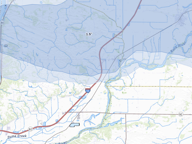 NEXRAD radar-signature map of the hail storm over Hillsdale, IL on Aug 11, 2026