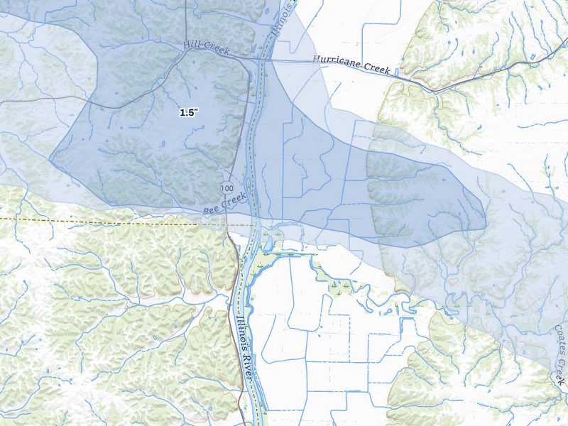 NEXRAD radar-signature map of the hail storm over Hillview, IL on May 4, 2026
