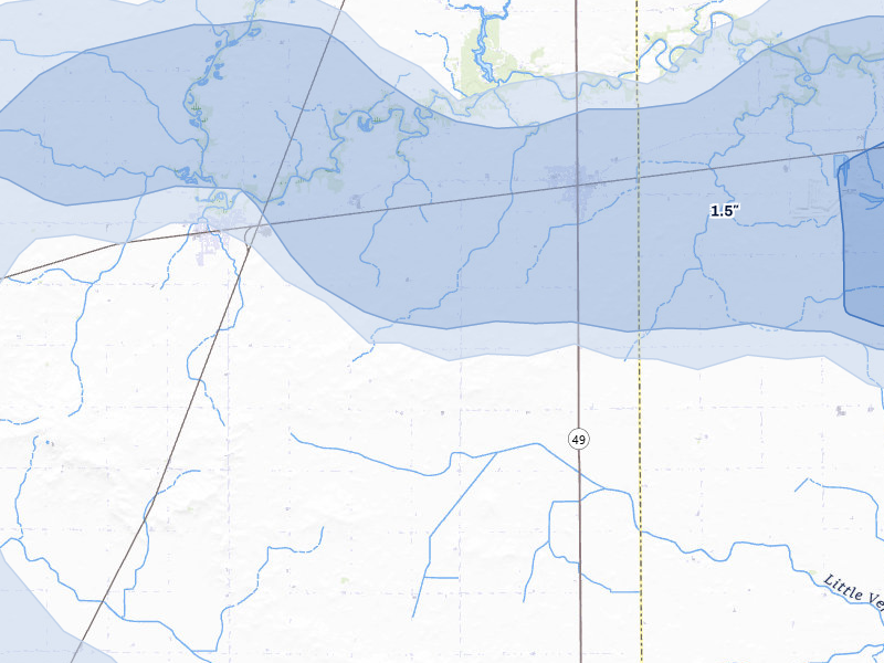 NEXRAD radar-signature map of the hail over Homer, IL