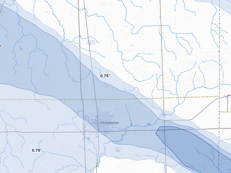 NEXRAD radar-signature map of the hail storm over Hoopeston, IL on Aug 11, 2026