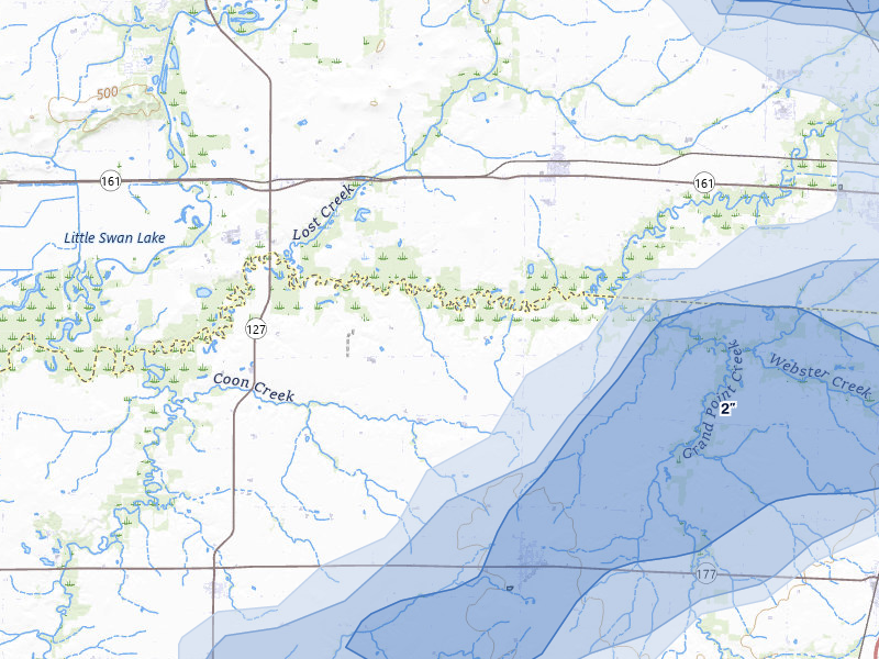 NEXRAD radar-signature map of the hail storm over Hoyleton, IL on May 16, 2026