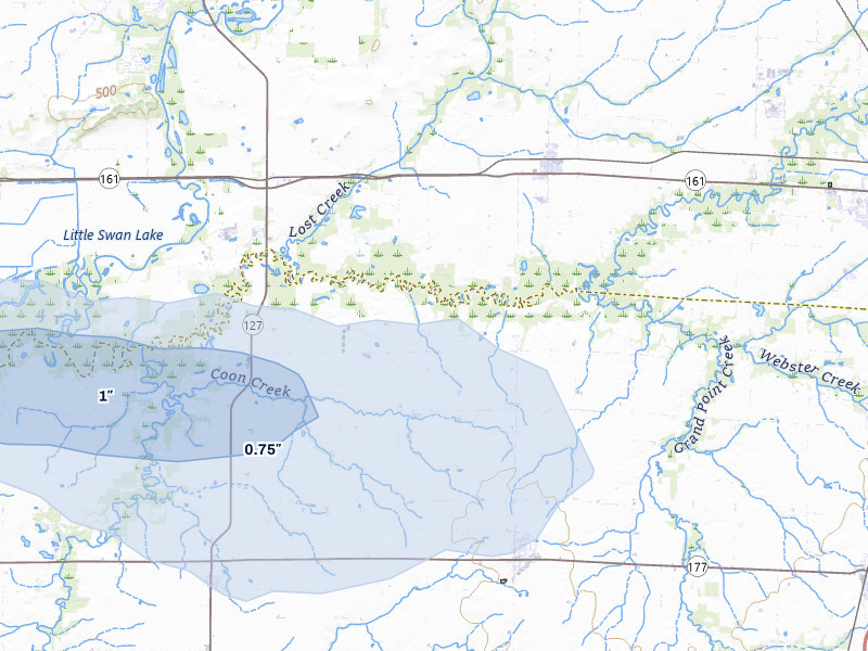 NEXRAD radar-signature map of the hail storm over Hoyleton, IL on May 31, 2026
