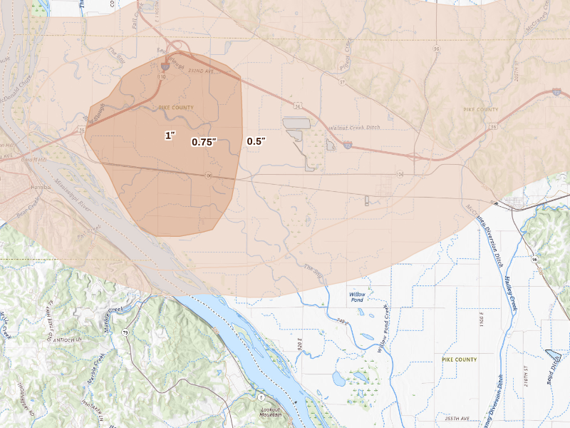 Radar-estimated hail-size map of the storm over Hull, IL