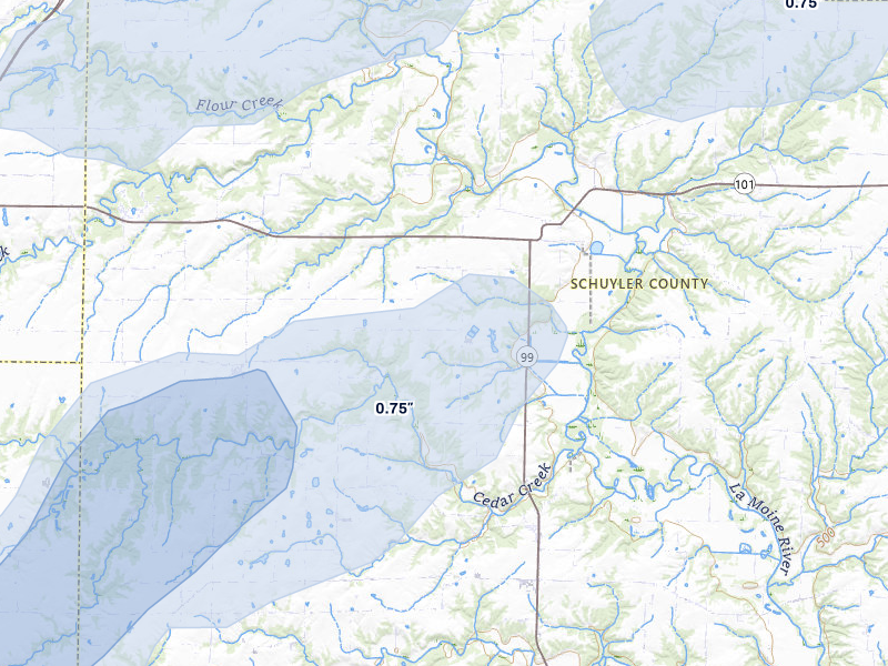 NEXRAD radar-signature map of the hail over Huntsville, IL