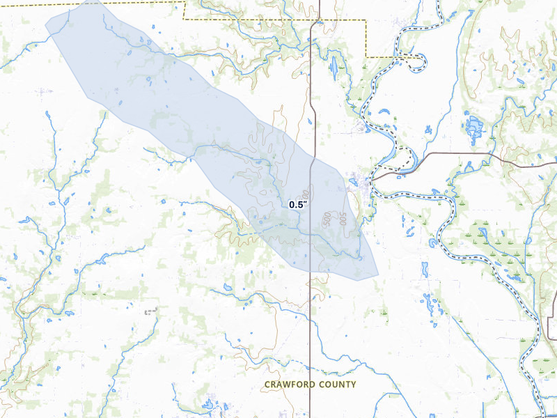 NEXRAD radar-signature map of the hail storm over Hutsonville, IL on May 4, 2026