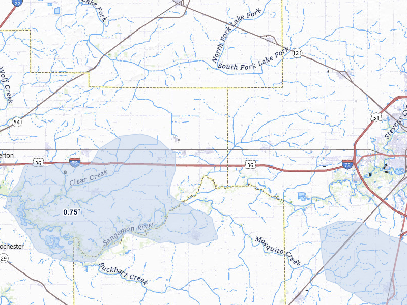 NEXRAD radar-signature map of the hail storm over Illiopolis, IL on Mar 3, 2026