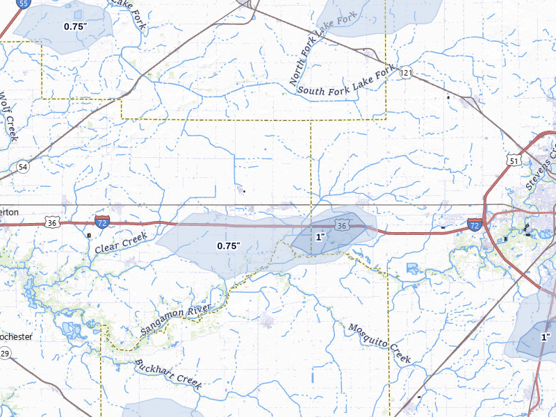 NEXRAD radar-signature map of the hail over Illiopolis, IL