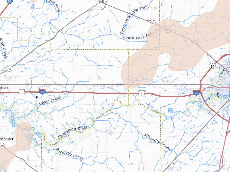 Radar-estimated hail-size map of the storm over Illiopolis, IL on Apr 27, 2026