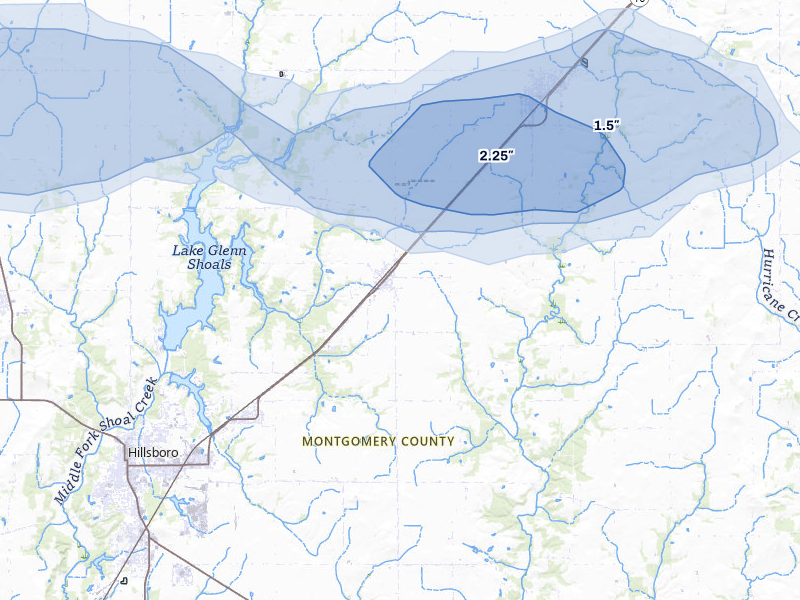 NEXRAD radar-signature map of the hail storm over Irving, IL on Jul 9, 2026