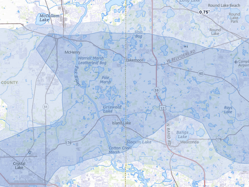 NEXRAD radar-signature map of the hail storm over Island Lake, IL on May 15, 2026