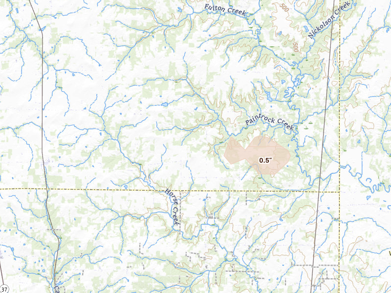 Radar-estimated hail-size map of the storm over Iuka, IL