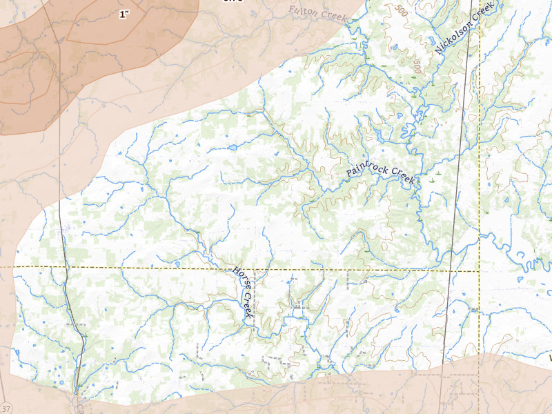 Radar-estimated hail-size map of the storm over Iuka, IL on May 16, 2026