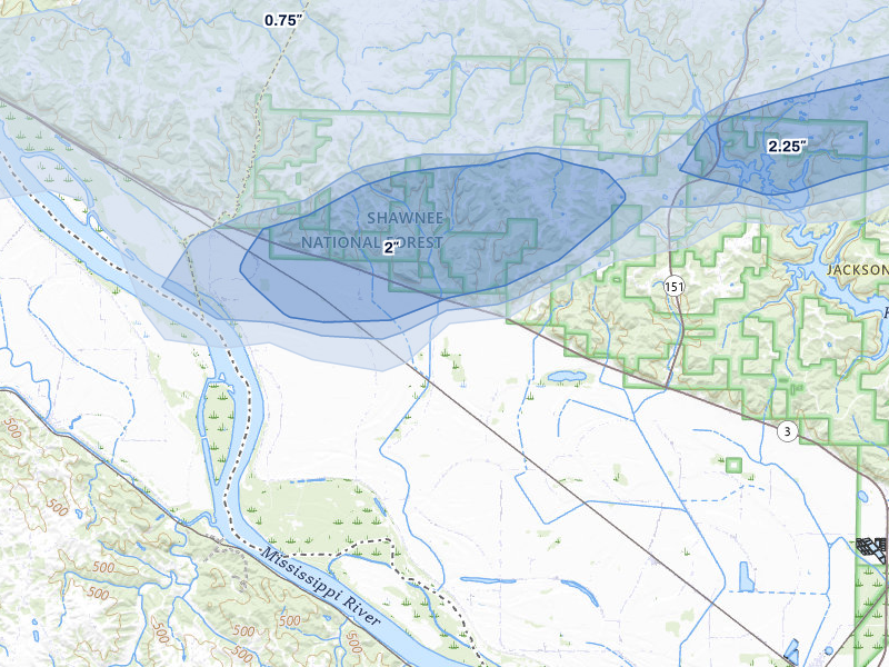 NEXRAD radar-signature map of the hail over Jacob, IL