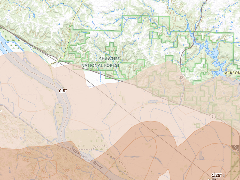 Radar-estimated hail-size map of the storm over Jacob, IL on Apr 27, 2026