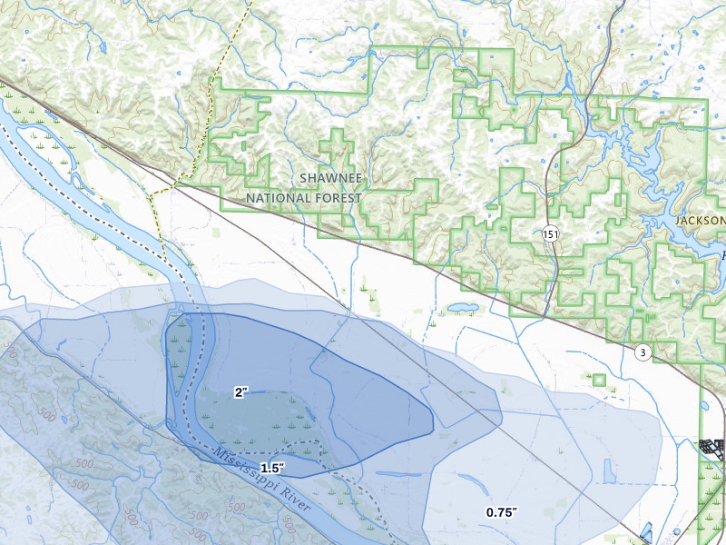 NEXRAD radar-signature map of the hail storm over Jacob, IL on Jul 9, 2026