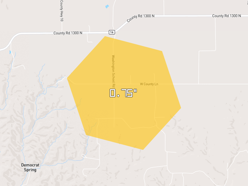 Hail map of Jerseyville, IL on Jul 11, 2026, hail up to 0.75"