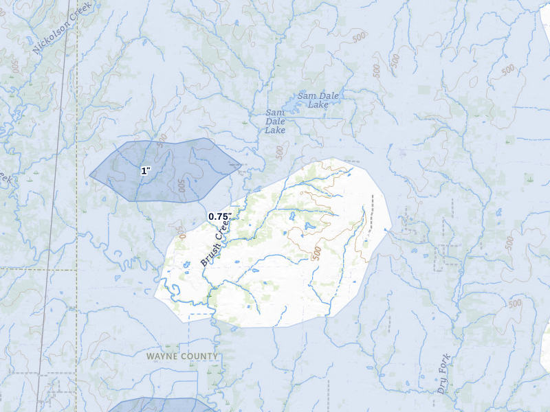 NEXRAD radar-signature map of the hail over Johnsonville, IL