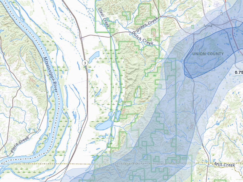 NEXRAD radar-signature map of the hail over Jonesboro, IL
