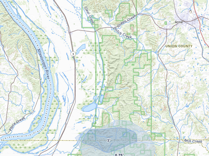NEXRAD radar-signature map of the hail over Jonesboro, IL