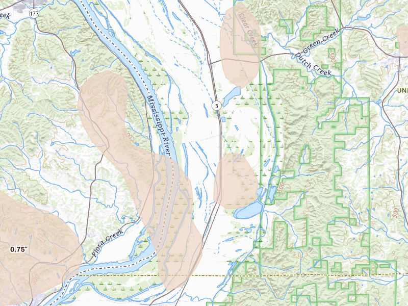 Radar-estimated hail-size map of the storm over Jonesboro, IL on Aug 12, 2026