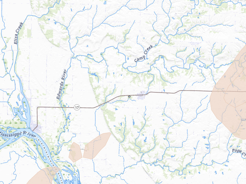 Radar-estimated hail-size map of the storm over Joy, IL on Apr 2, 2026