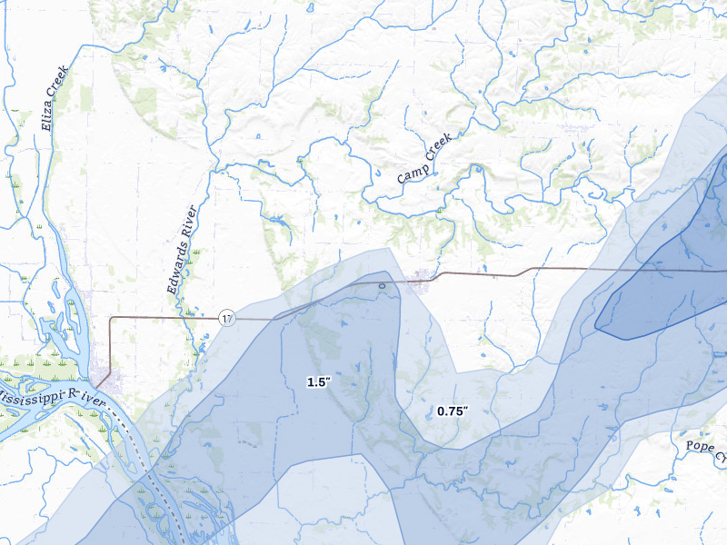 NEXRAD radar-signature map of the hail over Joy, IL