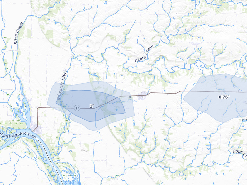 NEXRAD radar-signature map of the hail storm over Joy, IL on May 15, 2026
