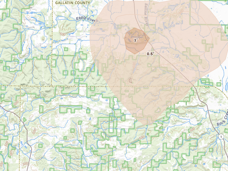 Radar-estimated hail-size map of the storm over Junction, IL on Jul 26, 2026