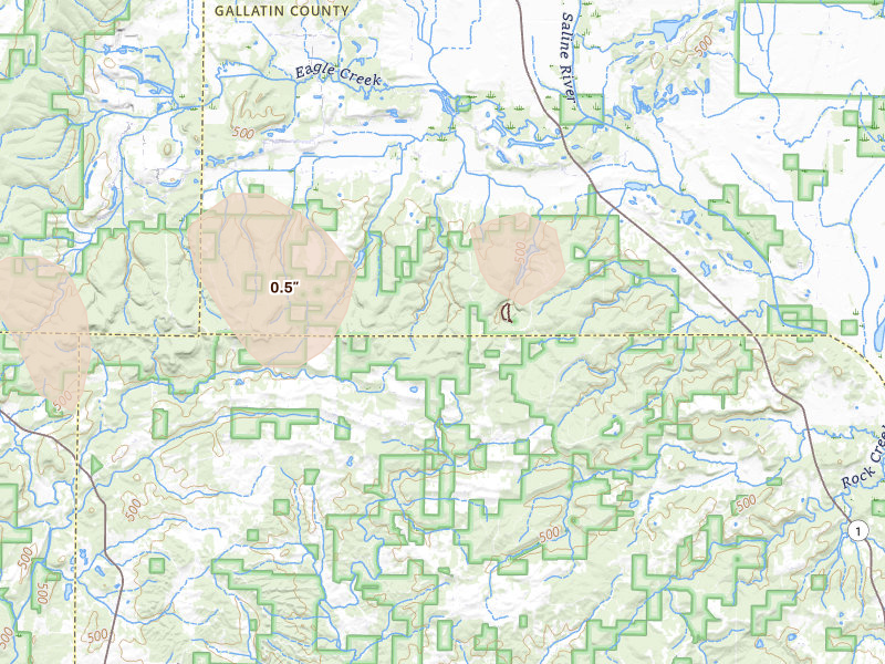 Radar-estimated hail-size map of the storm over Junction, IL on Aug 19, 2026