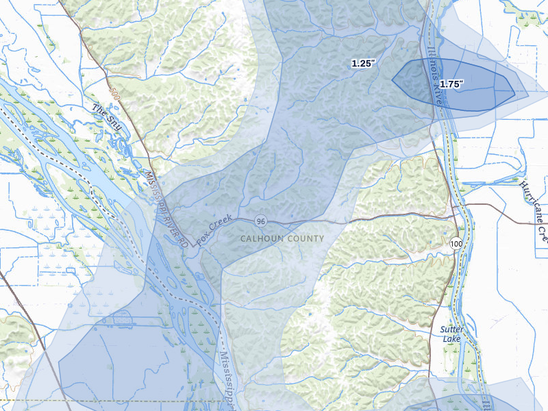NEXRAD radar-signature map of the hail over Kampsville, IL