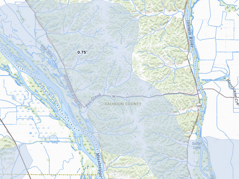 NEXRAD radar-signature map of the hail storm over Kampsville, IL on May 16, 2026