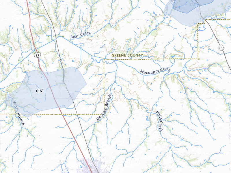 NEXRAD radar-signature map of the hail storm over Kane, IL on Jul 3, 2026