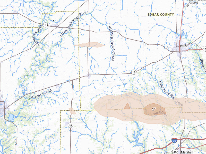 Radar-estimated hail-size map of the storm over Kansas, IL on Mar 22, 2026